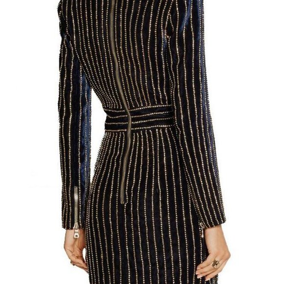 New Women's Long Sleeves V Neck Mini Bodycon Cocktail Party Beaded Dress… - Picture 8 of 8